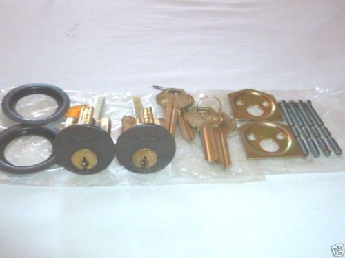 lot of 2 Corbin Russwin Lock Cores with Rim Cylinders and Keys Black
