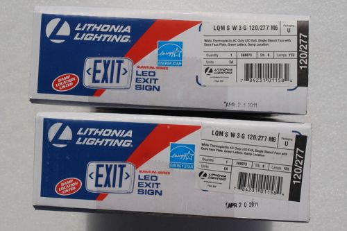 Lithonia LQM SW 3G Combo Exit light Sign Green LED 120/277V ( Lots of 2 )