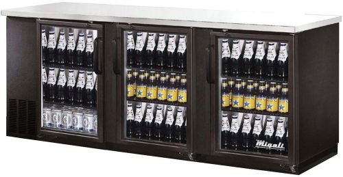 Migali C-BB72G 72&#034; Three Glass Door Back Bar Beer Cooler Display Merchandiser