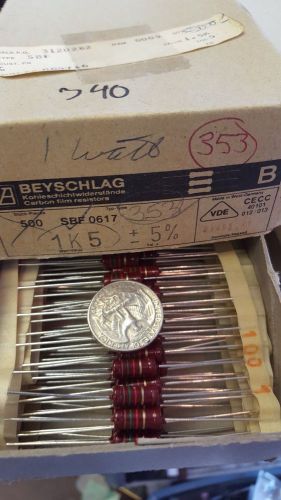 Lot of 20 Vintage Beyschlag Carbon Film Resistor NOS 1500 Ohm 5% (new old stock)