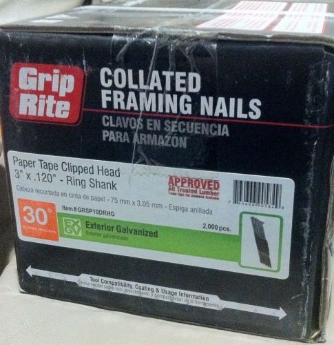 3&#034; X .120 Paper 10d Exterior Galvanized Ring Shank 30 Deg. Clipped  2000 Nails