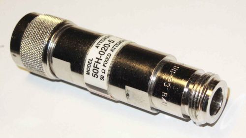 JFW 20dB DC 2Ghz 50 Ohm Fixed Attenuator N Connector Model 50FH-020-5 USED