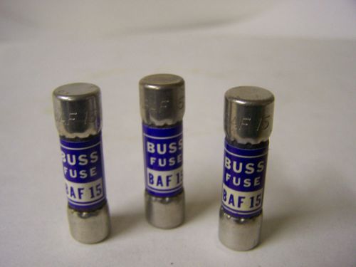 Baf 15 fuses bussmann buss fuses baf15 qty. 3 for sale