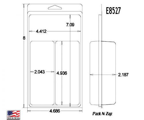 E8527: 250- 8&#034;H x 4.7&#034;W x 2.2&#034;D Clamshell Packaging Clear Plastic Blister Pack
