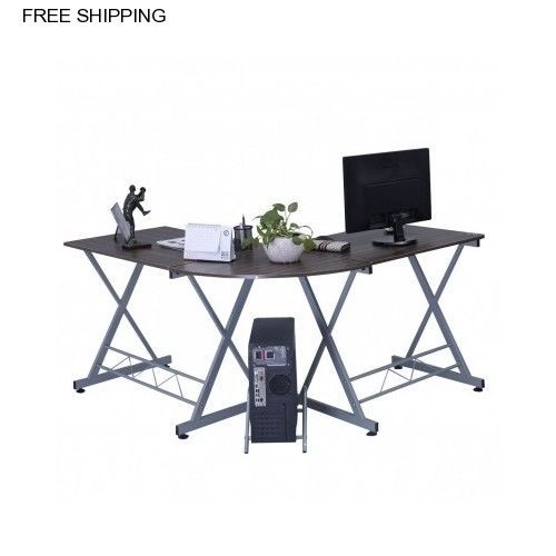 Computer PC Laptop Home Office Workstation Walnut Wooden Furniture Desk Table