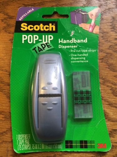 Grey Scotch 3M Handband Dispenser Pre-Cut Pop-Up Tape Strips One-Handed Use Gray