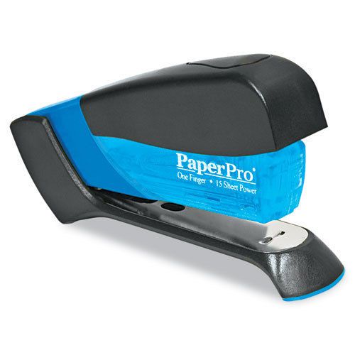 PaperPro Compact Stapler 15 sheet/105 Staples Cap. Clear Blue, Black, 2 Each