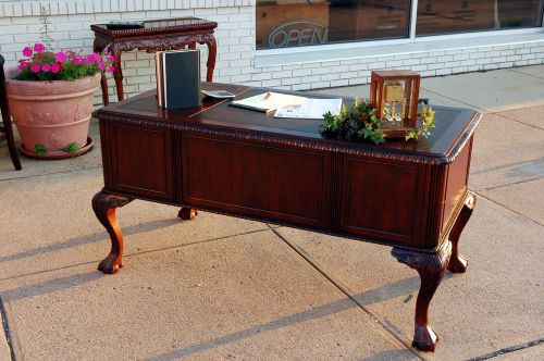 Cherry Mahogany Classic Chippendale Writing Table with File Drawer