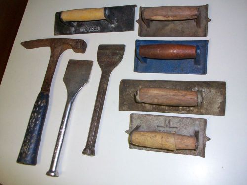 Lot of~8~concrete cement~hand finish~masonry tools~chisels~edgers~estwing hammer for sale
