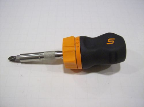 New Snap-On Stubby Ratchet Ratcheting Orange Screwdriver With #2 Snap-On Bit
