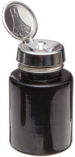 Menda 35386 4 oz round black glass bottle with stainless steel pure touch pump for sale