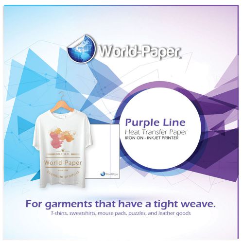 New Inkjet Heat Transfer Paper for Light *Purple Line* 8.5&#034; x 11&#034; 100Pk :)