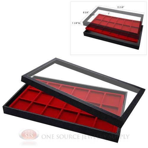 (1) Acrylic Top Display Case &amp; (1) 18 Compartmented Red  Insert Organizer