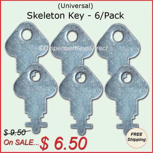 &#034;universal&#034; skeleton key for paper towel, toilet tissue dispensers - (6/pk.) for sale