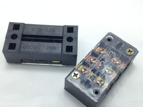 TERMINAL BLOCK 2 PACK 600V 25A 3 POSITIONS COVERED BARRIER SCREW