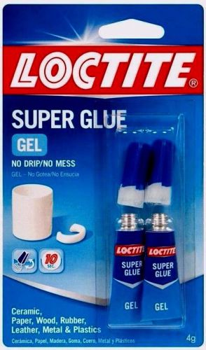New! loctite 2-pk super glue gel clear 4 grams wood rubber plastic metal 1399965 for sale