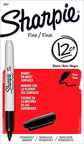Sharpie Permanent Markers, Fine Point, Black, Box of 12