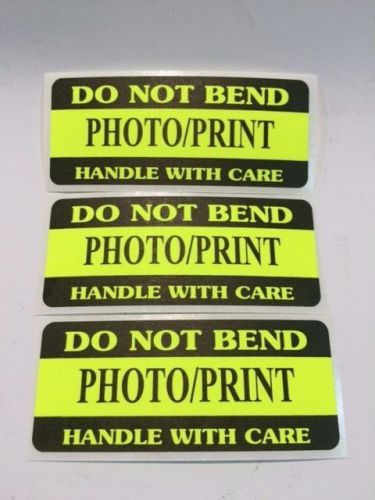100 1.25 x 3 DO NOT BEND PHOTO/PRINT HANDLE WITH CARE NEON YELLOW DO NOT BEND