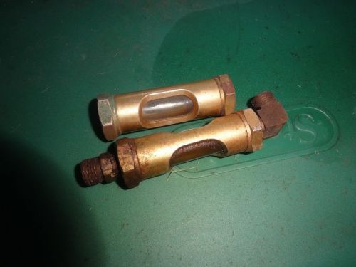 Pair of vtg sight glass water fuel fittings hit miss stationary steam