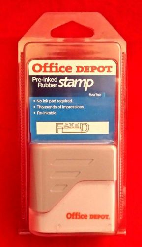 New! FAXED Office Depot Pre Inked Rubber Stamp Re-fillable No Ink Pad Requireded