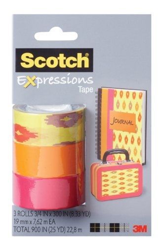 Scotch Expressions Magic Tape/ 3/4 x 300 Inches/ Sherbet/ Orange/ Salmon/
