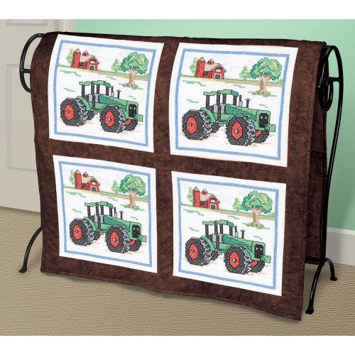 &#034;Stamped Cross Stitch Quilt Blocks 15&#034;&#034;X15&#034;&#034; 6/Pkg-Tractor&#034;