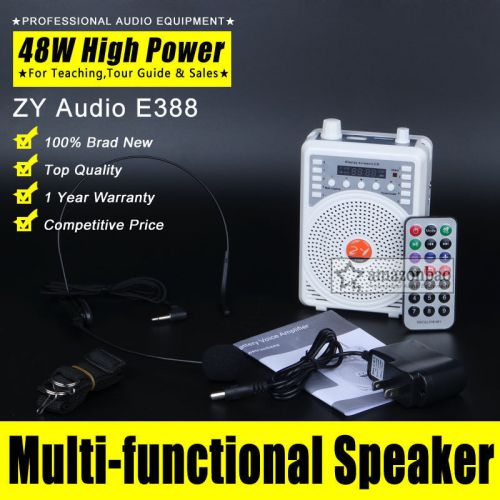 48W Voice Booster Amplifier AMP Speaker MP3 FM Microphone For Coach Teach Guide