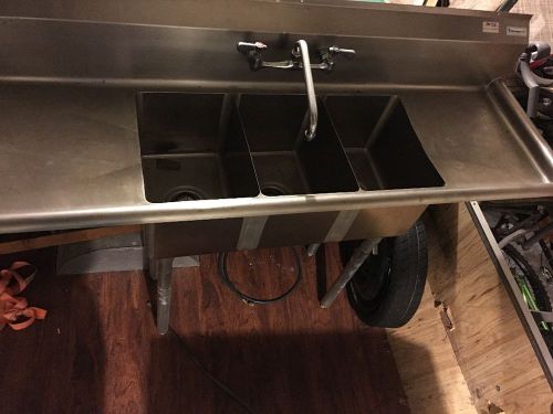OPEN BOX - Three 3 Compartment Stainless Steel Commercial Kitchen Sink