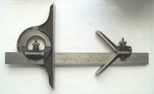 Brown &amp; sharpe no. 4 12&#034; combination square w/ center &amp; protractor heads for sale
