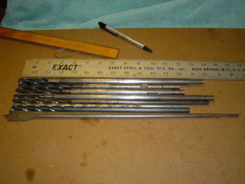8 vintage long shank twist drills &amp; spade bit tools for sale