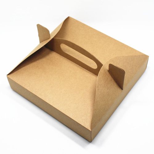 Pizza Box Container Retail Packaging Kraft Paper Handle Boxes For Takeout Pizza