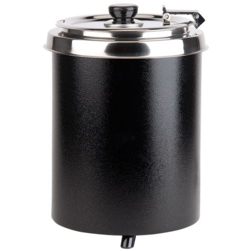 Avantco w300bk 6 qt. round black countertop soup kettle warmer - 110v, 300w for sale
