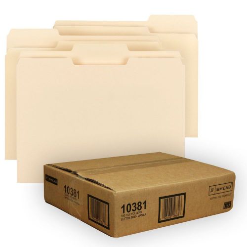 Smead Manila File Folder 1/3-Cut Tab Letter Size Manila 100 per Box
