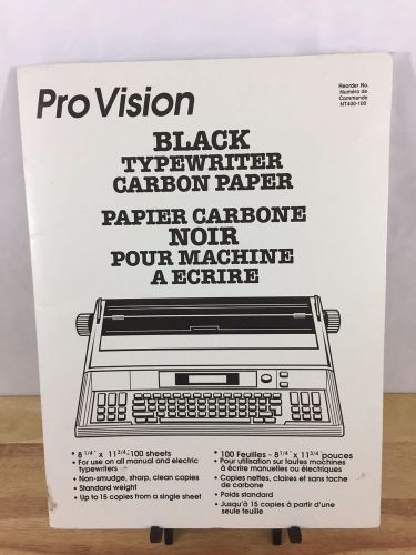 Pro Vision Black Typewriter Carbon Paper 70+ Sheets 8 1/4&#034; x 11 3/4&#034; NT400-100