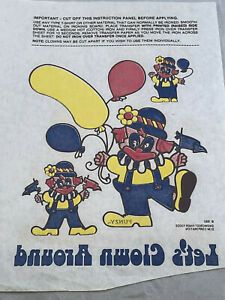 Vintage 1980 Funzy &#034;Lets Clown Around&#034; T shirt Iron On Heat Transfer-EB68