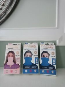 2x Copper Fit Guardwell Face Protector Mask Youth Size Blue And Pink Washable
