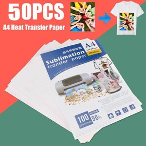 50Pcs A4 Size Inkjet Heat Transfer Iron Paper for Light Fabrics T-Shirt Diy