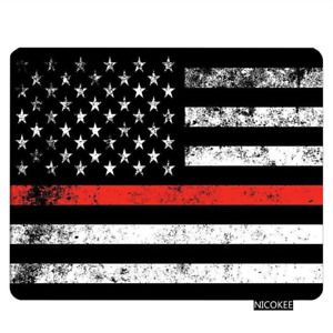NICOKEE US Flag Rectangle Gaming Mousepad Fire Fighter Thin Red Line Flag Mouse