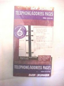 Day Runner #013-230 Telephone/Address Pages 3 3/4 x 6 3/4&#034; 6 ring 30 pages NEW