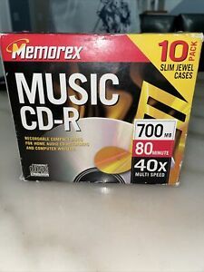 Memorex Music CD-R Recordable Erasable Blank CDs Write 40X 700 MB 80 min 10 Pack