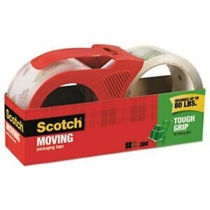 Scotch Tough Grip Moving Packaging Tape, 2 Rolls With Dispenser (MMM350021RD)