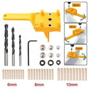Handheld Woodworking Guide Wood Dowel Drilling Hole Saw Doweling Jig Drill Kits.