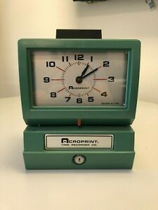 Acroprint Time Clock, Model 125, Green, Slightly Used