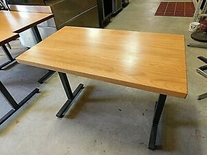 Wood Tables - Dining Height with Black Metal Legs 42x24     FOH-21-012