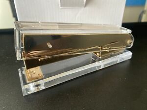 RUSSELL+HAZEL Elegant Ultra Clear GOLD Acrylic Desktop Stapler Modern Design NEW