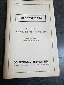 Coletronics Service Inc Tube Test Data for models 910,12,14,15,20,22,54