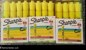 Sharpie Highlighters, Chisel Tip, Fluorescent Yellow, 12/ Pack, 3 Packs