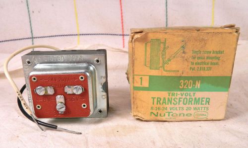 Nutone tri-volt transformer 320-n,8-16-24 v,20 w,120v 50-60htz ac,thermal protec for sale