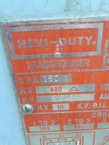 Transformer 150 KVA 480 to 208 v Hevi-Duty brand