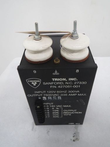 Trion 427051-001 voltage 300va 7500v-ac 120v-ac  transformer b340685 for sale